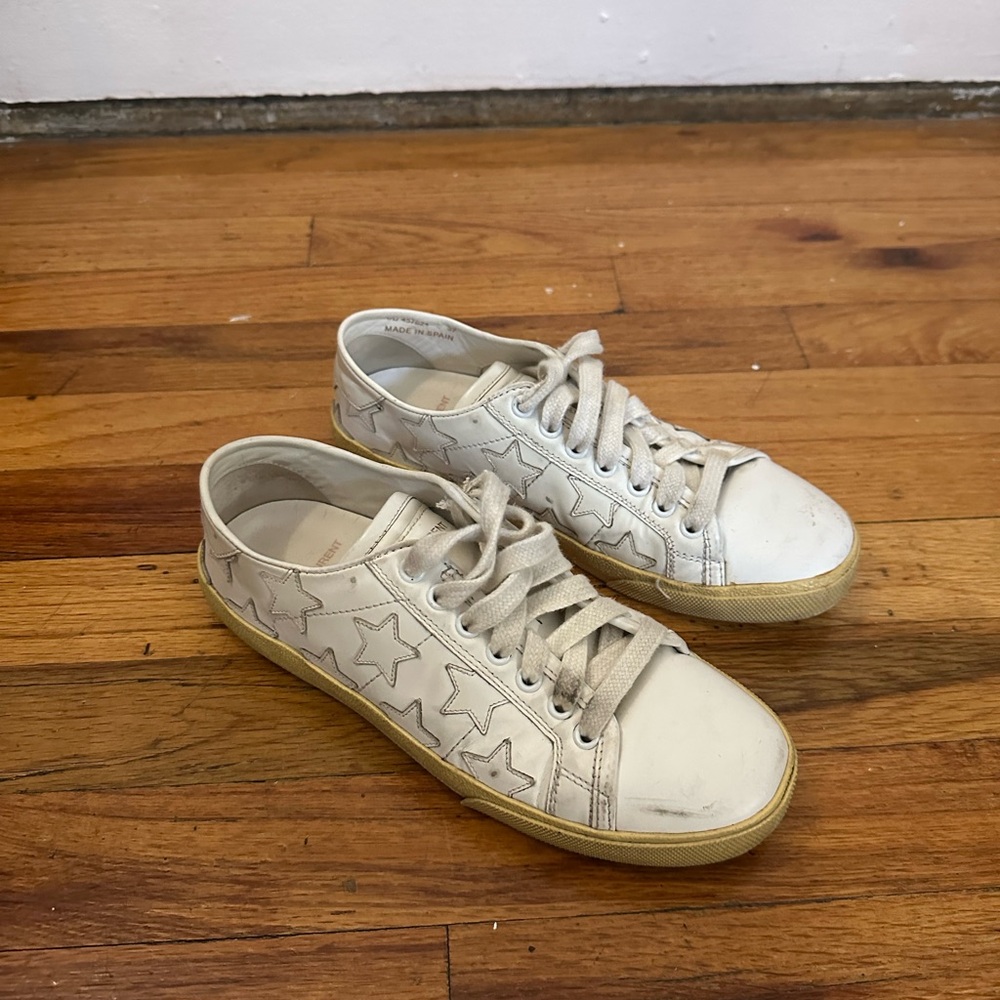 Saint Laurent white leather star sneakers - Picture 2 of 8